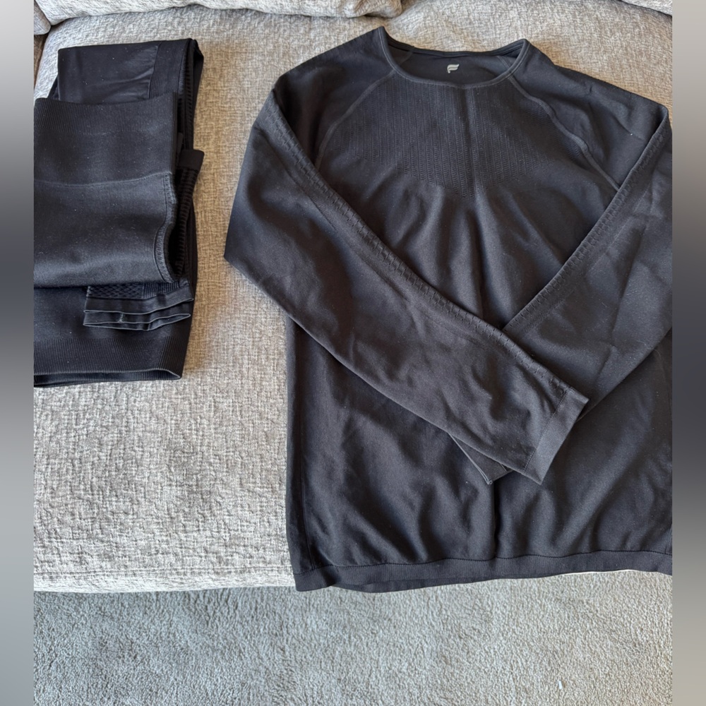 Black Long Sleeve Top and Pants & short Set
